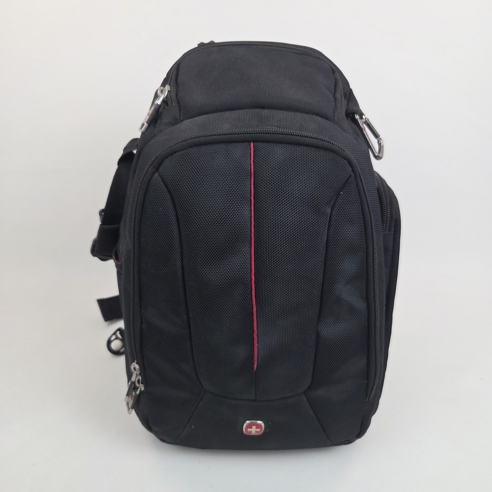 SwissGear Mono Sling Camera Backpack Black Red Photography Padded